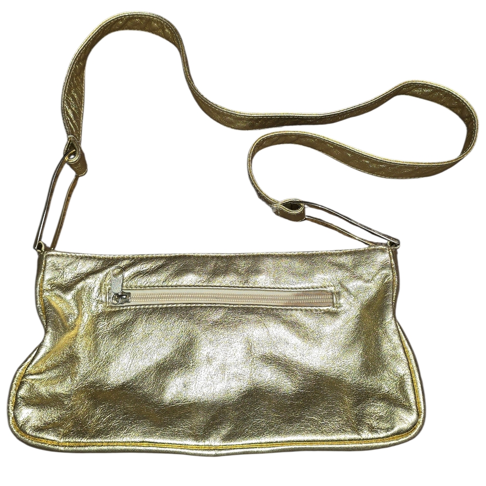 Vintage 80s Dawli Metallic Gold Leather Shoulder Bag - Picture 6 of 11